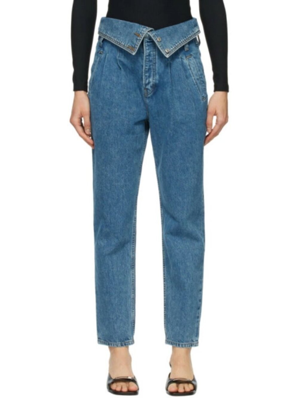 NWT RE/DONE Originals 80s Fold Over High-Rise Jeans Medium Wash Size M / 28
